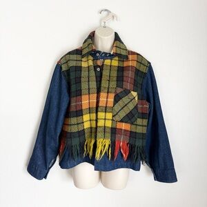 Carleen One of A Kind Vintage Blanket Cropped Denim Coat